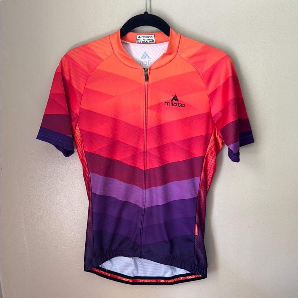 Men's Gradient Cycling Jersey - Red and Purple